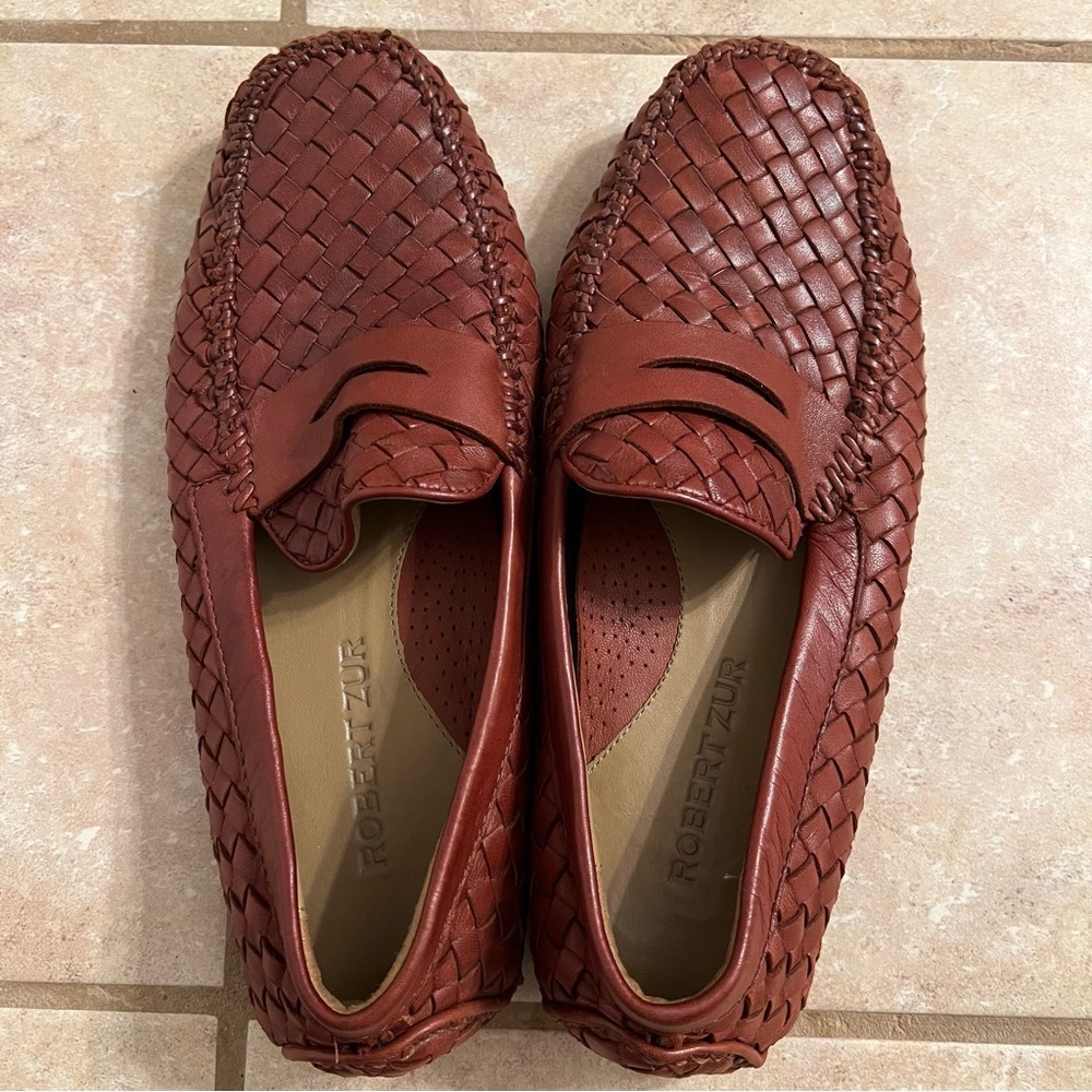 Robert Zur San Tropez Vintage Luggage Woven Driving Moccasins Soft Leather US 9M - Picture 6 of 11